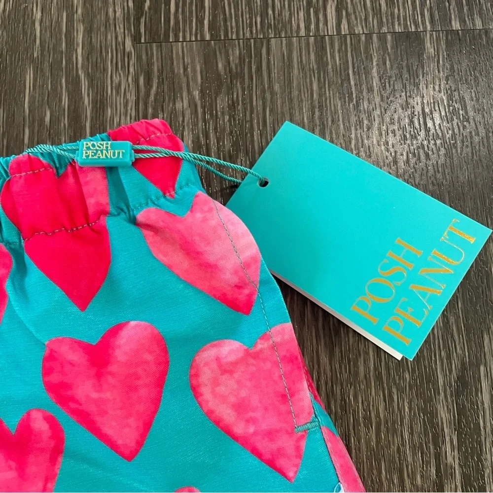 New! Posh Peanut Queen Of Hearts Baby Boy's Swim Shorts Size 0-3 Months